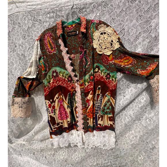 Tops - Jam’s World blouse upcycled Hawaiian Victorian lace paisleboho gypsy (28)